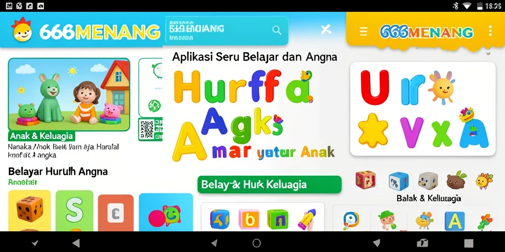 Tampilan antarmuka aplikasi belajar huruf dan angka yang menarik.