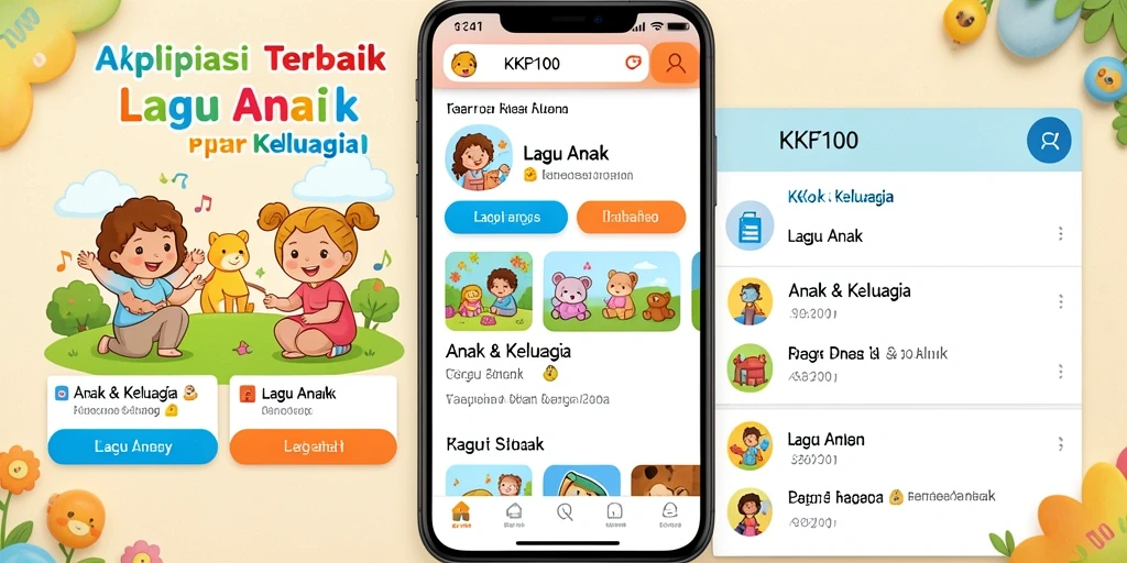 Antarmuka aplikasi KPK100 yang ramah anak dengan fungsi lagu anak.