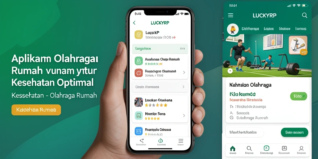 Tampilan antarmuka LUCKYRP yang menarik untuk latihan olahraga rumah.