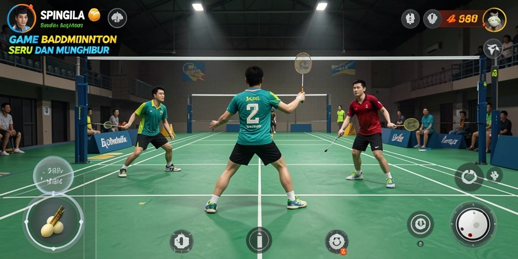 Tampilan antarmuka SPINGILA saat bermain badminton.