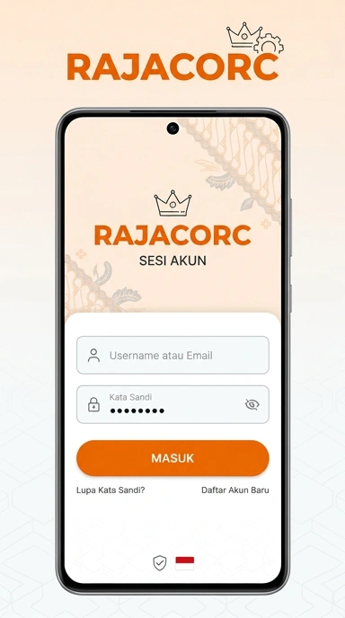 Tampilan halaman login rajacorc
